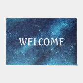 Blue Galaxy Sparkle Abstract Personalized Deurmat (Voorkant)