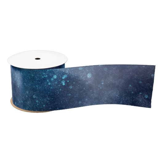 Blue Galaxy Sparkle Abstract Satijnen Lint (Spoel)