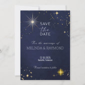 Blue Galaxy Star Save the Date Wedding Kaart (Voorkant)
