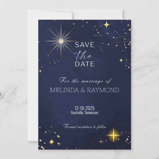 Blue Galaxy Star Save the Date Wedding Kaart (Voorkant)