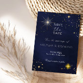 Blue Galaxy Star Save the Date Wedding Kaart