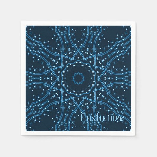 Blue Galaxy Stars Napkins Servetten (Voorkant)