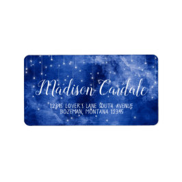 Blue Galaxy Stars Wedding Return Address Label
