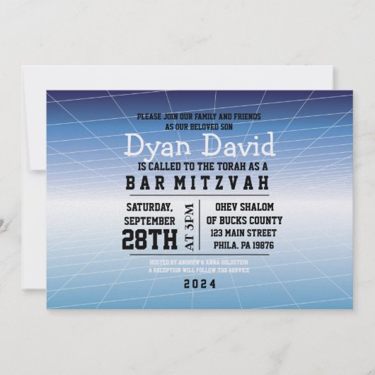 Blue GAMER GAMING DIGITAL Bar Mitzvah Uitnodiging (Voorkant)