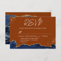 Blue Gand Oranje Agate Wedding RSVP