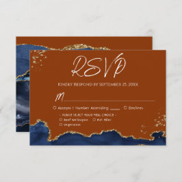 Blue Gand Oranje Agate Wedding RSVP