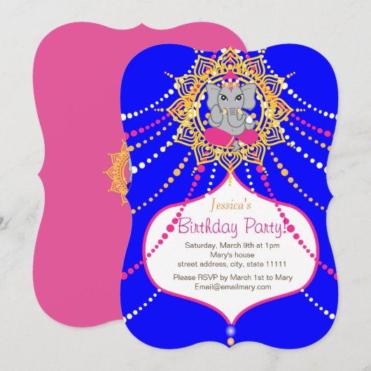 Blue Ganesh Verjaardag 5 "x 7" uitnodigingskaart- Kaart (Voorkant / Achterkant)