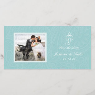Blue Ganesha Photo Save the Date Cards