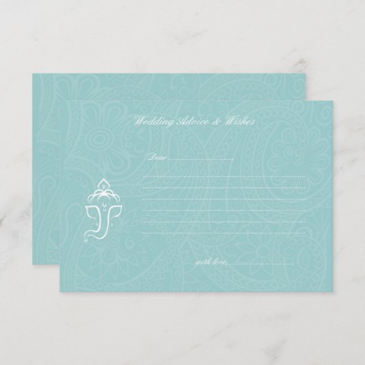 Blue Ganesha Wedding Advice & Wishes Kaarten (Voorkant / Achterkant)