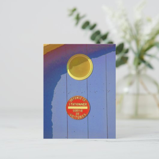 Blue Garage-deur in Frankrijk: geen parkeerteken Briefkaart (Staand voorkant)