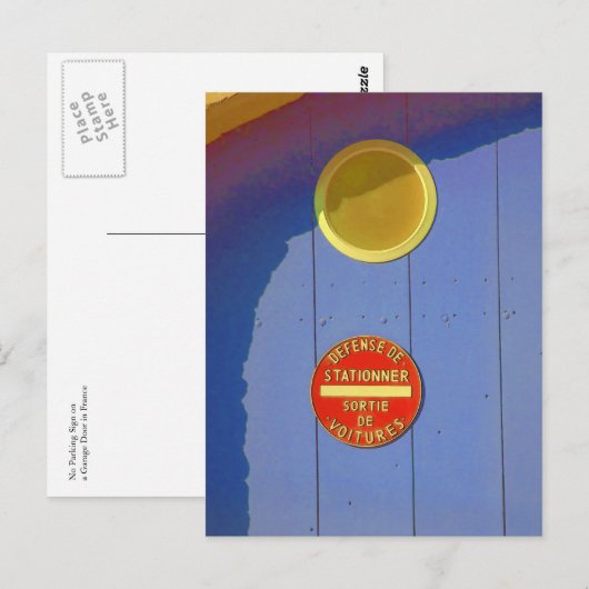 Blue Garage-deur in Frankrijk: geen parkeerteken Briefkaart (Voorkant / Achterkant)