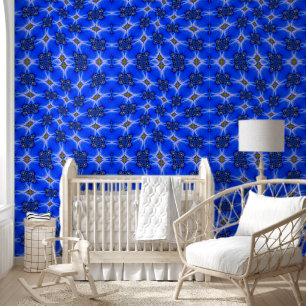 Blue Garden Anemone Pattern Behang