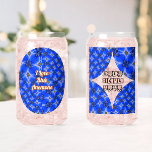 Blue Garden Anemone Pattern Blikvorm Glas