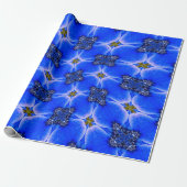 Blue Garden Anemone Pattern Cadeaupapier (Uitgerold)