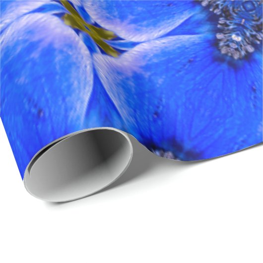 Blue Garden Anemone Pattern Cadeaupapier (Rol Hoek)