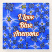 Blue Garden Anemone Pattern Glazen Onderzetter (Voorkant)