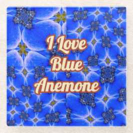 Blue Garden Anemone Pattern Glazen Onderzetter