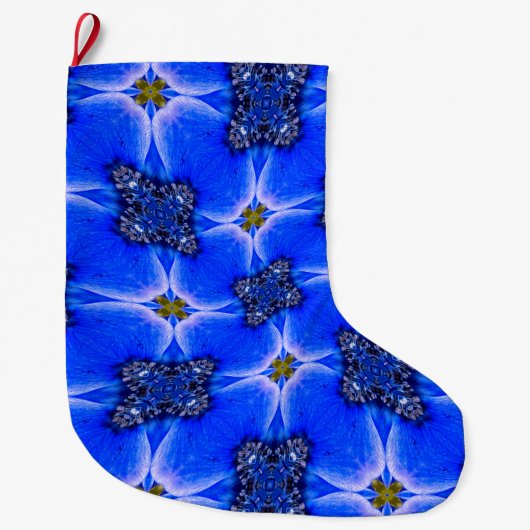 Blue Garden Anemone Pattern Grote Kerstsok (Voorkant)