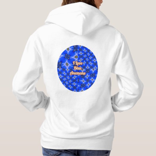 Blue Garden Anemone Pattern Hoodie (Achterkant)