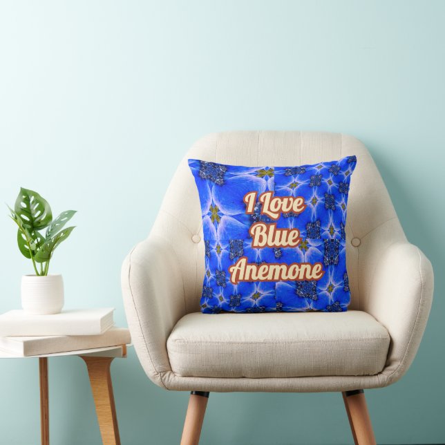 Blue Garden Anemone Pattern Kussen (Stoel)