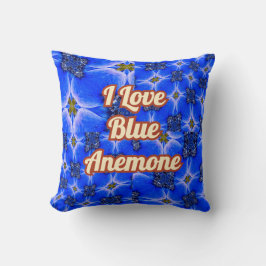 Blue Garden Anemone Pattern Kussen