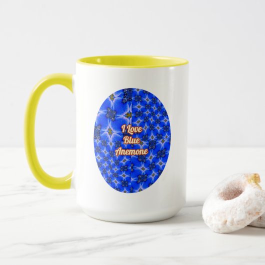 Blue Garden Anemone Pattern Mok (Met donut)