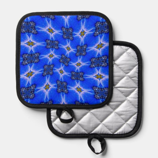 Blue Garden Anemone Pattern Pannenlap (Voorkant / Achterkant)