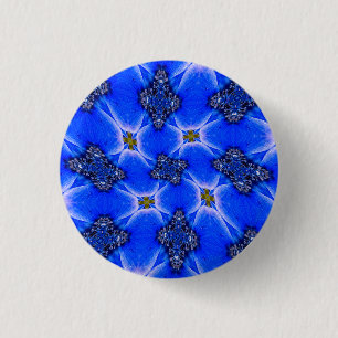 Blue Garden Anemone Pattern Ronde Button 3,2 Cm