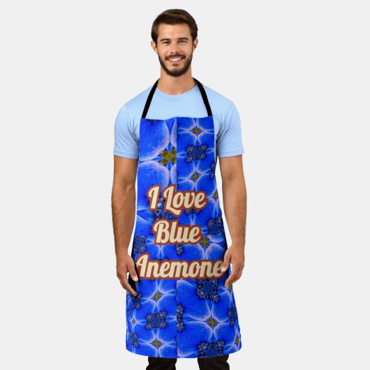 Blue Garden Anemone Pattern Schort (Gedragen)