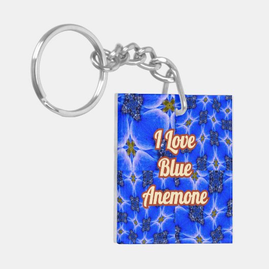 Blue Garden Anemone Pattern Sleutelhanger (Voorkant Links)