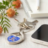 Blue Garden Anemone Pattern Sleutelhanger (Zijkant)