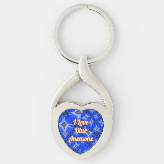 Blue Garden Anemone Pattern Sleutelhanger (Voorkant)