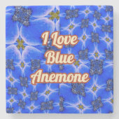 Blue Garden Anemone Pattern Stenen Onderzetter (Voorkant)