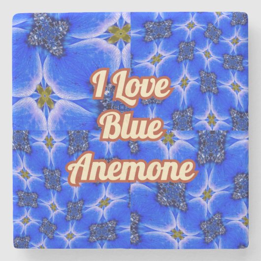 Blue Garden Anemone Pattern Stenen Onderzetter (Voorkant)