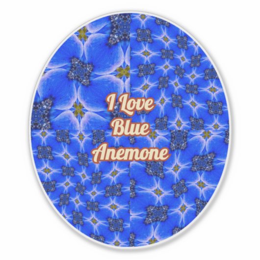 Blue Garden Anemone Pattern Sticker (Voorkant)