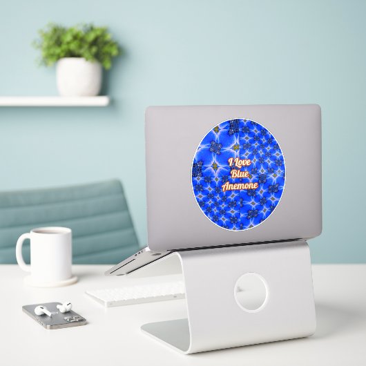 Blue Garden Anemone Pattern Sticker (Laptop op bureau)