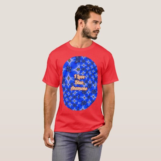 Blue Garden Anemone Pattern T-shirt (Voorkant volledig)