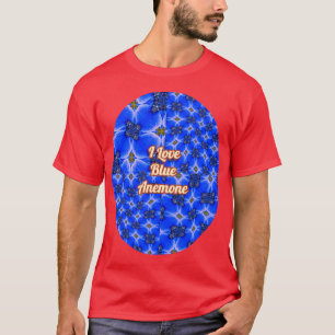Blue Garden Anemone Pattern T-shirt