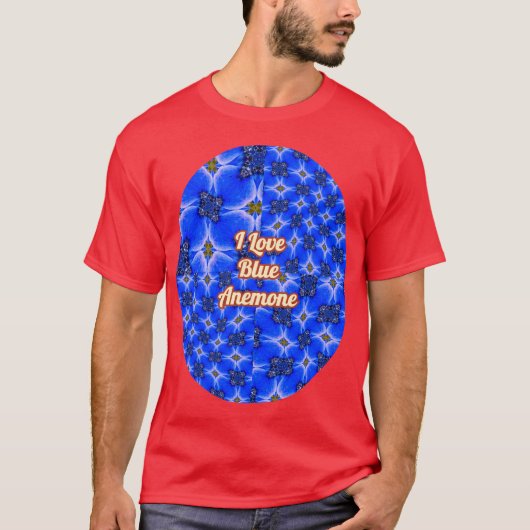 Blue Garden Anemone Pattern T-shirt (Voorkant)