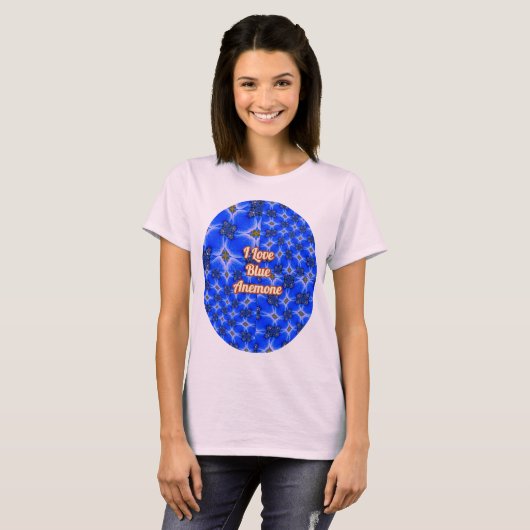 Blue Garden Anemone Pattern T-shirt (Voorkant volledig)