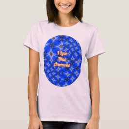 Blue Garden Anemone Pattern T-shirt