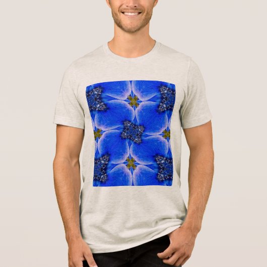 Blue Garden Anemone Pattern Tri-Blend Shirt (Voorkant)