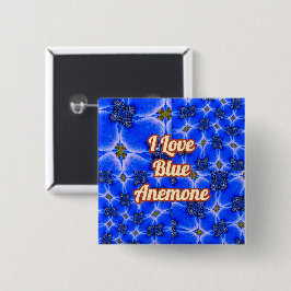 Blue Garden Anemone Pattern Vierkante Button 5,1 Cm