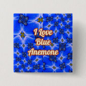 Blue Garden Anemone Pattern Vierkante Button 5,1 Cm (Voorkant)