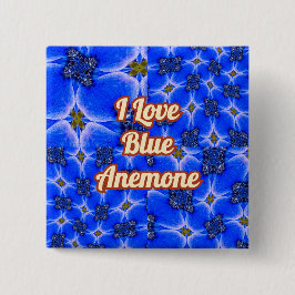 Blue Garden Anemone Pattern Vierkante Button 5,1 Cm