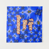 Blue Garden Anemone Pattern Wandkleed (Voorkant (horizontaal))