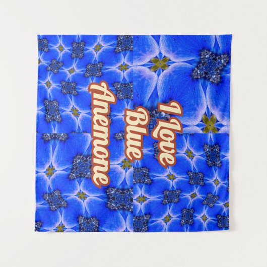 Blue Garden Anemone Pattern Wandkleed (Voorkant (horizontaal))