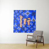 Blue Garden Anemone Pattern Wandkleed (In Situ (horizontaal))