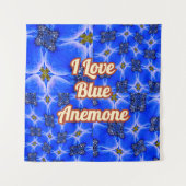 Blue Garden Anemone Pattern Wandkleed (Voorkant)