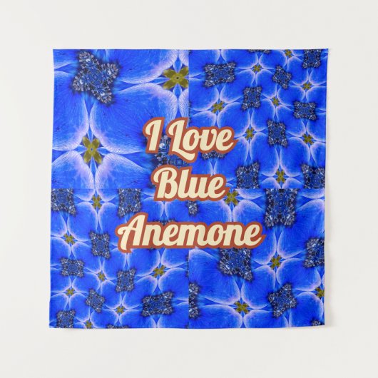 Blue Garden Anemone Pattern Wandkleed (Voorkant)